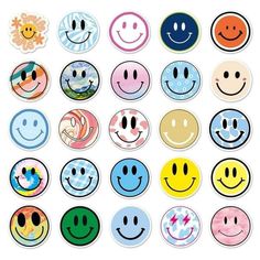 many different colored smiley faces are shown in this image, and there is no image to describe