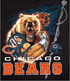 the chicago bears logo with an angry bear holding a baseball bat and wearing a helmet