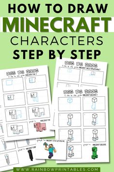 Do you love Minecraft? Learn to draw the most popular icons of Minecraft yourself step by step. Easy, simple, boredom buster! This video game with humble beginnings became a hit with kids n' cult players. I'll teach you to draw Minecraft: Enderman, creeper, zombies even cute Minecraft animals. - Drawing ideas, Art guide, Minecraft mobs, enderman, decor, how to draw Minecraft, learning to draw, fan art, projects, aesthetic, when bored, tricks, gifts for kids who love Minecraft characters, crafts Minecraft Characters Drawings, Minecraft Doodles Easy, How To Draw Minecraft Step By Step, Minecraft Art Projects, Minecraft Mobs Drawing, How To Draw Minecraft Characters, Easy Minecraft Drawings, Minecraft Canvas Painting Diy, Minecraft Activities For Kids