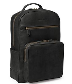 From Johnston & Murphy&#x2C; the Rhodes backpack features:Smooth&#x2C; full-grain steer leatherCotton twill lining in signature J&M custom plaidMain compartment with padded laptop sleeve&#x2C; one large open pocket&#x2C; one zip pocket&#x2C; and two smaller open pocketsFront-zip compartment/organizer panel with pockets for phone/pensSecondary front full-length zip pocketTwo side pockets with stretch gores easily accommodate a variety Mens Backpack Work, Professional Backpack, Best Travel Backpack, Laptop Backpack Mens, Leather Dopp Kit, Compartment Organizer, Leather Backpack For Men, Backpack Outfit, Mens Backpack Travel