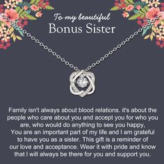 PRICES MAY VARY. BONUS SISTER GIFTS: Celebrate the beautiful bond of bonus sister with this simple and elegant necklace. Let her know that your hearts are intertwined for eternity, just like these infinity two interlocking hearts, allowing your sister to keep necklace close to her heart no matter where she goes. Perfect gift for your sister-in-law. Makes an excellent birthday gift for women. MATERIALS: The necklace is made of sterling silver. This necklace will not turn your skin green, red or i Sister In Law Birthday Gift, Unbiological Sister Gifts, Sister In Law Birthday, Unbiological Sister, 2 Hearts, Interlocking Hearts, Sister Necklace, Gifts For Your Sister, Hearts Necklace