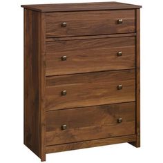 a wooden dresser with three drawers on it