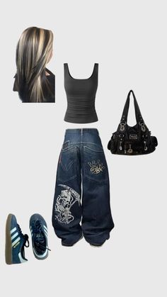 . Unique Style Outfits, Baggy Outfit Ideas, Grunge Baggy, Outfit Inspo Casual, Streetwear Fashion Women, Simple Trendy Outfits, Kpop Fashion Outfits