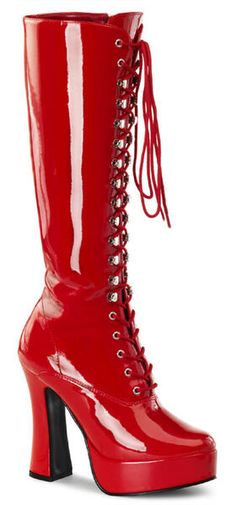 ELECTRA-2020 Patent Red Pleaser Boots, Red Platform Boots, Demonia Boots, Shopping Shoes, Red Platform, Pleaser Shoes, Shoes Trendy, Gogo Boots