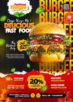 If you’re looking for a customizable and free A4 Fast Food Restaurant Flyer Template PSD, you’ve come to the right place! This template is perfect for restaurants, cafes, fast food joints, steak houses, catering services, grill bars, and more. With Adobe Photoshop, it’s super easy to edit and personalize the template with your own details, such as food images and text. Psd Free Photoshop, Advertising Flyers, Restaurant Flyer, Cafe House, Poster Background, Food Restaurant, Fast Food Restaurant, Food Images, Free Photoshop