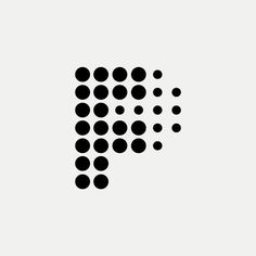 a black and white logo with dots on it