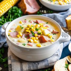 Ham And Potato Corn Chowder, Soup Ham, Ham Potatoes, Jalapeño Soup, Potato Corn Chowder, Corn Relish, Ham Potato, Potato Chowder, Soup Chili