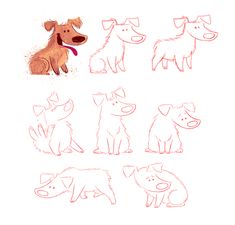 a drawing of dogs with different shapes and sizes