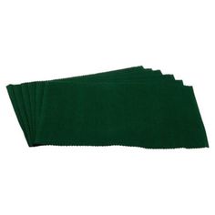 four green napkins sitting on top of each other