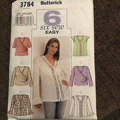 the sewing pattern for an easy - to - sew blouse and jacket is shown