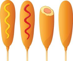 hotdogs with mustard and ketchup on sticks