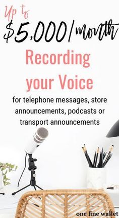 an advertisement for the $ 5, 000 month recording your voice