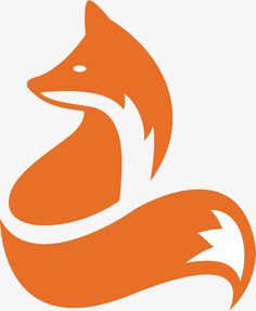 an orange fox logo with the letter f on it's chest and tail curled up