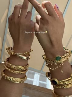 Different Lobe Piercings, South Asian Jewelry Aesthetic, Stacks Of Jewelry, Elegant Gold Accessories, Maximalist Jewelry Bracelets, Street Fashion Jewelry, Iced Out Rings Women, Ali Express Jewelry, Chunky Maximalist Jewelry