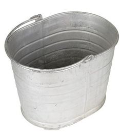 an empty metal bucket on a white background