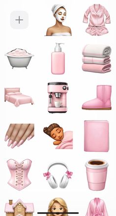 a bunch of pink items are arranged in the shape of a woman's face