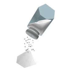 an illustration of a salt shaker pouring salt into a white pyramid on a white background