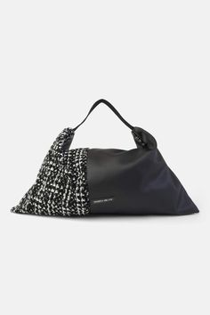 Marina Milani BAGS Cora Vegan Leather & Woven Wool Blend Handbag Italian Elegance, Bespoke Fashion, Vegan Bags, Leather Weaving, Social Gathering, Ykk Zipper, Wool Fabric, Everyday Essentials, Black Handbags