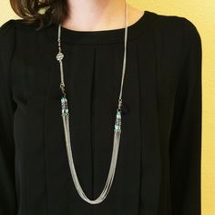 Long Silver & Blue Beaded Chain Necklace Tassel New Boutique Jewelry Asymmetrical Design Multi-Chain Silver Necklace Blue Mixed Beaded Sections Navy Tassel Trim Measures 36" Long Plus 2.5" Extender For Adjustability Beaded Dangle Necklace, Beaded Chain Necklace, Open Heart Necklace, Faith Necklace, Black Onyx Necklace, Chakra Necklace, Dangle Necklaces, Onyx Necklace, Costume Jewelry Necklaces