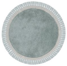 a round rug with grey and white stripes on the center, in front of a white background