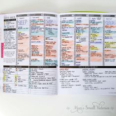 an open planner with the words sleep written on it and other things to do in each page