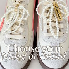 Elevate your sneakers with a personalized Pearl bow shoelace charm, featuring a custom initial charm adorned with a name and a stylish pearl tassel. This Y2K-inspired shoe lace charm makes for a perfect gift for her, adding a unique touch to any footwear. 𝐃𝐄𝐓𝐀𝐈𝐋 ♥️ Choose between your initial or name on each pearl bow ♥️  Can purchase one or a pair ♥️ Easily fit on any shoe lace  ♥️ Sneakers not included :-) 𝐒𝐇𝐈𝐏𝐏𝐈𝐍𝐆 𝐓𝐈𝐌𝐄 📦 Average production time is 1-5 business days 📦 Standard Shipping is 2-5 business days 𝐇𝐎𝐖 𝐓𝐎 𝐎𝐑𝐃𝐄𝐑 1. Select single bow or pair 2. Select name or initial 3. Provide the initial or name you want 4. Select shipping options 𝐂𝐇𝐄𝐂𝐊 𝐎𝐔𝐓 𝐎𝐔𝐑 𝐎𝐓𝐇𝐄𝐑 𝐒𝐇𝐎𝐄 𝐂𝐇𝐀𝐑𝐌𝐒 𝐈𝐍 𝐎𝐔𝐑 𝐒𝐇𝐎𝐏 🪁 https://etsy.me/4hbHPDx 🪁 https://etsy Shoe Lace Charms, Lace Charms, Shoelace Charm, Y2k Shoes, Pearl Bow, Personalized Shoes, Shoe Tags, Lace Sneakers, Custom Initials