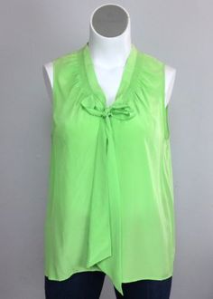 NWT-138-Lilly-Pulitzer-XL-Silk-Lime-Green-Sleeveless-Pin-tuck-Collar-Shirt-Top Collar Shirt, Pin Tucks, Collar Shirts, Lilly Pulitzer, Sleeveless Top