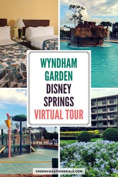 the wyndahm garden and disney springs virtual tour is featured in this postcard