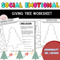 the giving tree worksheet for social emotions is shown in three different colors and sizes