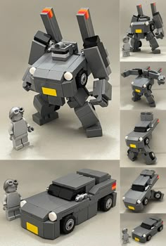 four different views of the same vehicle made out of legos