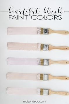 four paint brushes with different colors and text overlay that says create easy paint colors