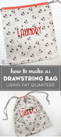 How to make a drawstring laundry bag using fat quarters, a simple fat quarter project. #sewing #freesewingpattern Things To Make With Fat Quarters, What To Make With Fat Quarters, Sewing Samples, Fat Quarter Sewing Projects, Fat Quarter Projects, Travel Laundry Bag, Beginner Sewing Patterns, Clothes Hamper