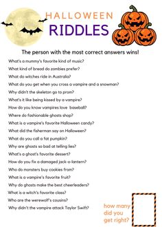 a halloween riddle with pumpkins on it