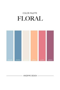 the color palette is shown in shades of pink, blue and orange with text that reads'color palette floral '