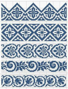 a cross stitch pattern in blue and white