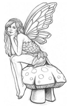 a fairy sitting on top of a mushroom