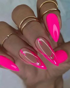 28 Vibrant Nails for Summer 2024: Dazzle with Trends & Colors! - divagaze.com Creative Nail Ideas, Neon Pink Nails, Garden Fashion, Bright Summer Nails, Fashion Flowers, Photography Painting, Vibrant Nails, Pink Nail, Neon Nails