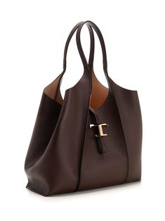 100,00% CALFSKIN | Tod's Women's t Timeless Medium Tote in Brown | FW23/24 Tods Bag Outfit, Classic Tote Shoulder Bag, Timeless Bags Classy, Timeless Tote Bag, Brown Tote Bags, Shoulder Bag Outfit, Tods Bag, Luxury Leather Bag, Handbags Brown