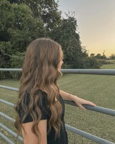 curled hair, photo inspo, hair inspo, sunset photos, curling iron curls, little black top, senior photo inspo Slightly Curled Hair Waves, Curled Hair Pictures, Curled Hairstyles Brown Hair, Hoco Game Hairstyles, Utah Curls Brown Hair, Curled Hair Inspiration, Straight Hair With Ends Curled, Grade 8 Graduation Hairstyles, Hoco Curled Hairstyles