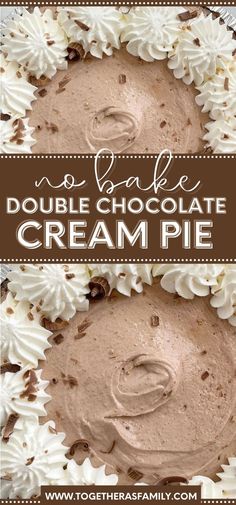 no bake double chocolate cream pie with text overlay