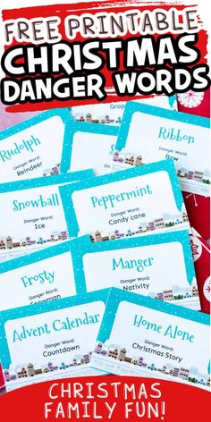 free printable christmas danger words for kids to use in the classroom or at home