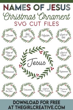 the names of jesus christmas ornament svg cut files