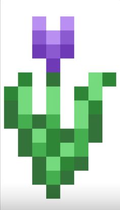 an image of a pixel art piece with purple and green flowers on it's side