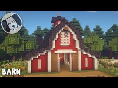 an image of a red barn in minecraft