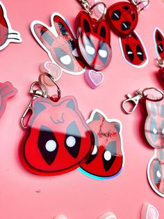 the deadpool keychains have been painted on