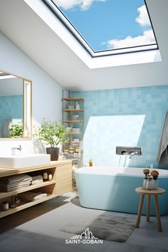 A glass skylight introduces natural light, transforming an otherwise dim environment of the bathroom space into an inviting oasis.

This clever inclusion not only floods the area with sunlight but also establishes an engaging interplay between light and the bathroom mirror.

To know more visit the link!

#SaintGobain #SGGSunBan #GlassSkylights #SolarControlGlass Coastal Bathroom Decor, Black Shower Doors, Zen Bathroom, Tiles Ideas, Bathroom Retreat, Shower Floor Tile, Coastal Bathrooms, Black And White Tiles, Bathroom Shower Tile