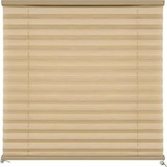 a beige window blind with horizontal blinds on the top and bottom, in front of a white background