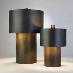 two lamps that are sitting next to each other