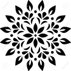 a black and white circular flower design on a white background stock photo - 95978