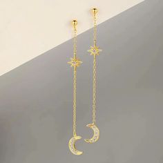 Elevate your style with these Crescent Moon and Star Chain Tassel Earrings. Adorned with shimmering AAAAA zirconia stones, the delicate crescent moon and eight-pointed star design create a celestial-inspired look that's perfect for any occasion. The long, flowing tassels add a touch of elegance and sophistication, making these earrings ideal for evening events or daily wear. Made from high-quality sterling silver, they offer both durability and comfort, while the unique design makes them a must- Eight Pointed Star, Crescent Moon And Star, Star Chain, Moon And Star, Halloween Earrings, Star Design, Earring Sale, Butterfly Flowers, Single Earring